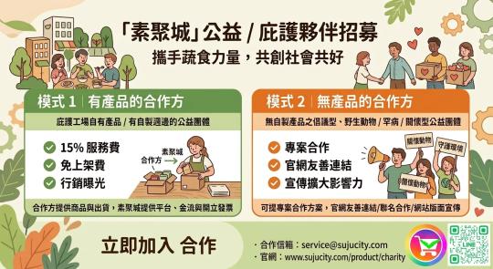 【攜手蔬食力量，共創社會共好】素聚城公益與庇護夥伴招募計畫